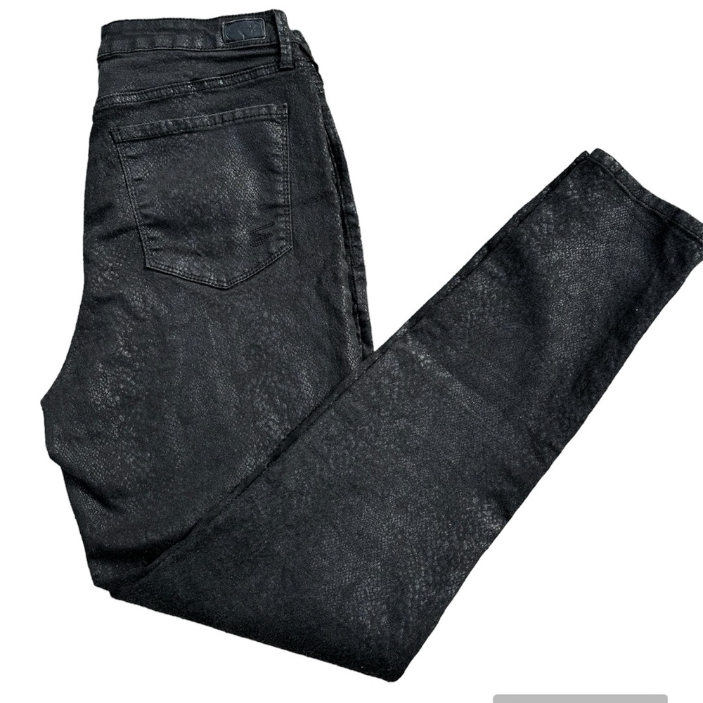 Seven7 Ultra High Rise Skinny Jean Snakeskin Shimmer - Size 10 - Black